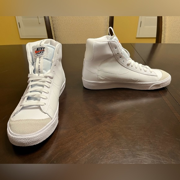 New Nike Blazer Mid 77 Leather White Sneaker Shoes 6Y - Picture 6 of 12